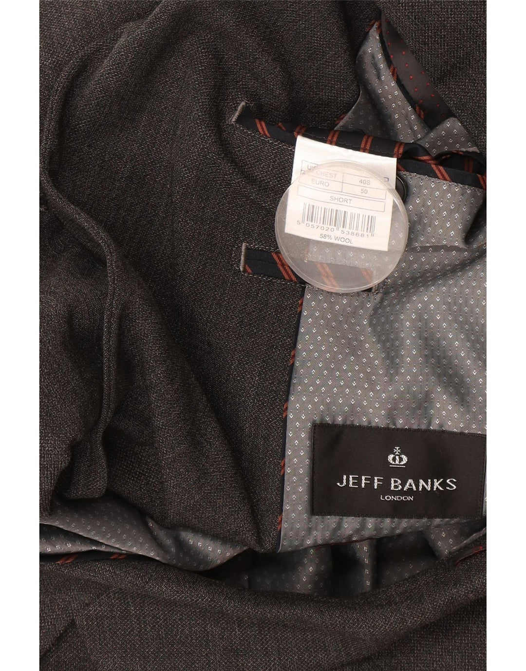 Jeff Banks Chaqueta tipo blazer de 2 botones para hombre EU 50 Poliéster gris grande