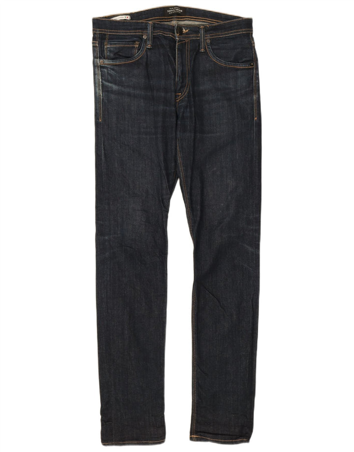 JACK & JONES Vaqueros slim GLENN para hombre W32 L32 Algodón azul marino