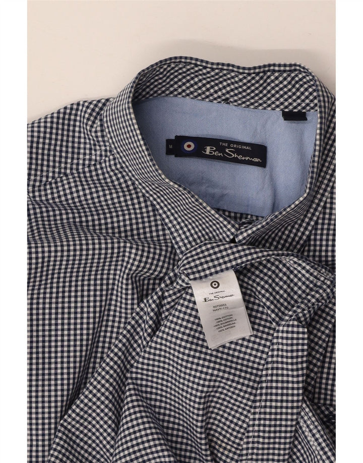 BEN SHERMAN Camisa para hombre Algodón a cuadros azul marino mediano