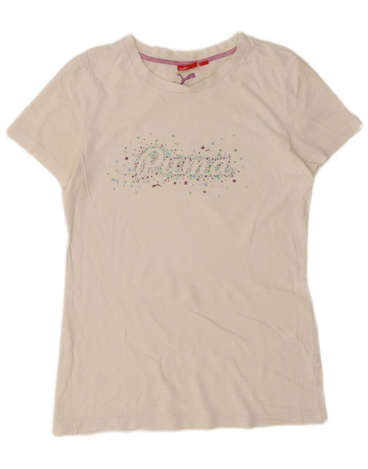 Puma - Camiseta gráfica para mujer, talla 40, talla grande, color blanco apagado