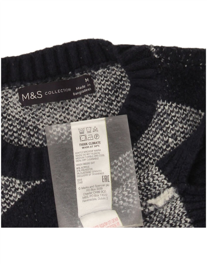 Marks & Spencer Suéter tipo jersey con cuello redondo para mujer UK 40 Medium Black Check