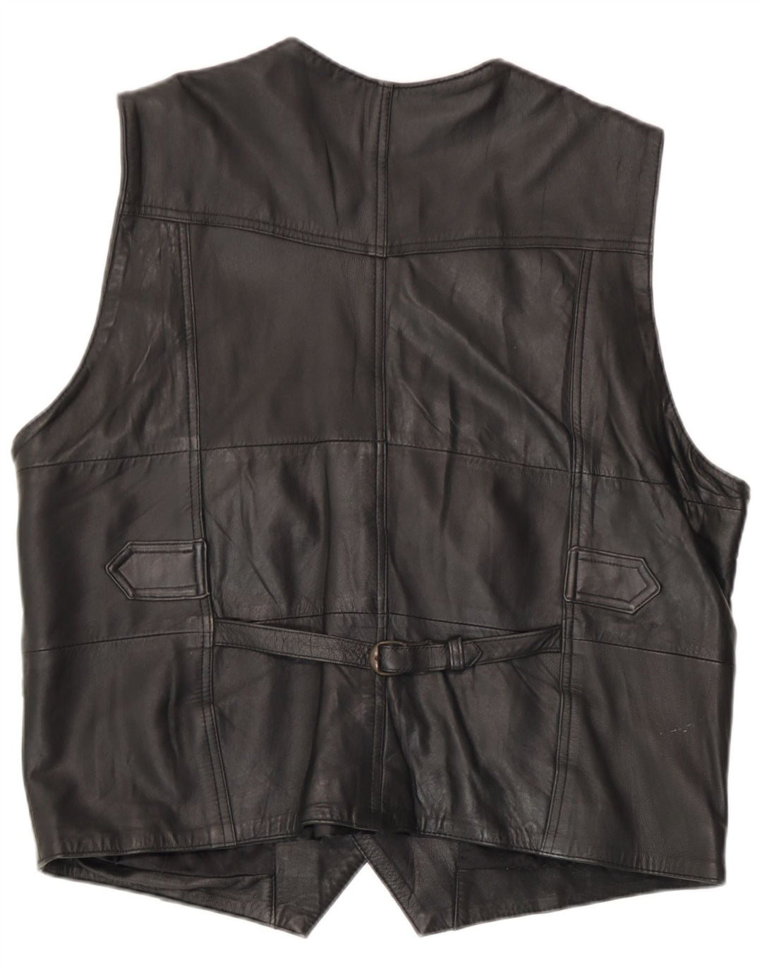 Chaleco de cuero vintage para hombre EU 54 XL cuero negro