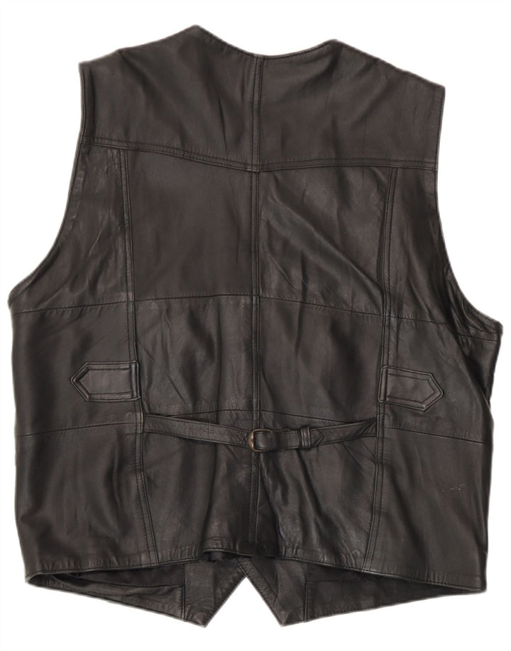 Chaleco de cuero vintage para hombre EU 54 XL cuero negro