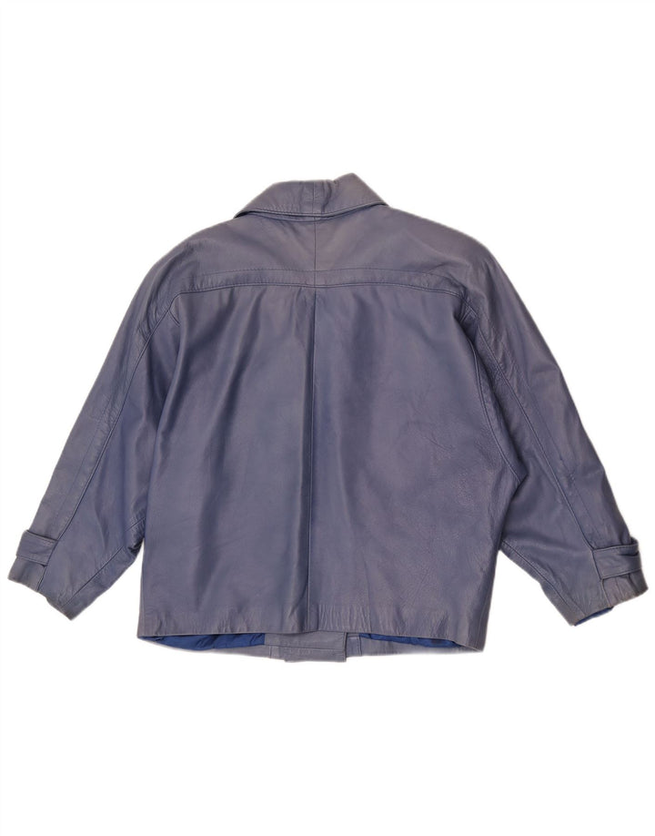 Vintage mujer chaqueta de cuero de gran tamaño EU 40 azul medio