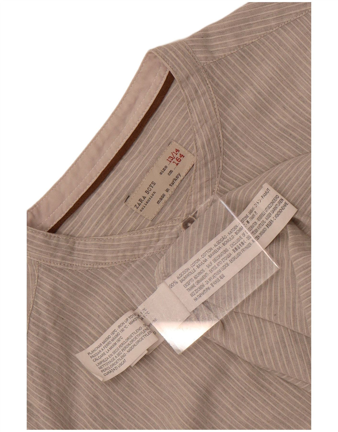 Zara Camisa Niño 13-14 Años Algodón Rayas Gris