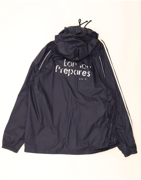Adidas - Chaqueta impermeable con capucha para hombre, talla 46, 3XL, nailon azul marino