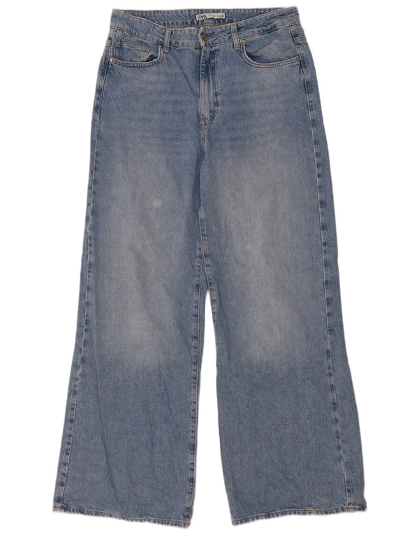Zara Vaqueros de pierna ancha y cintura alta para mujer EU 40 Medium W30 L32 Algodón azul