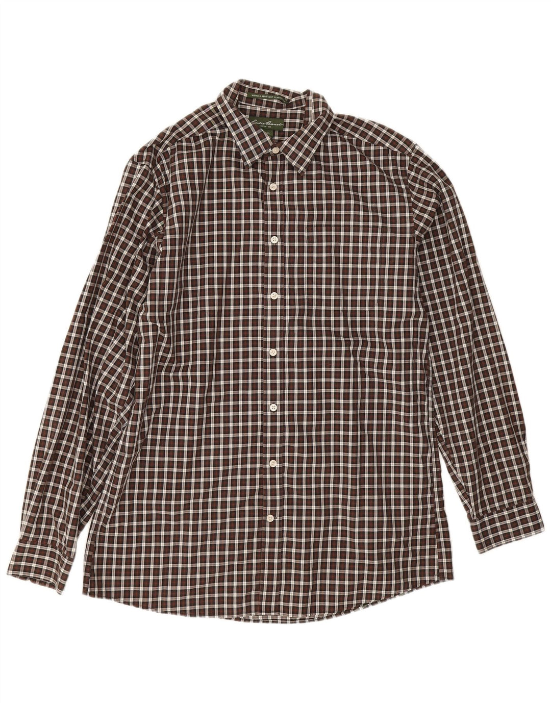 Eddie Bauer Camisa alta de corte clásico para hombre Algodón a cuadros marrón grande
