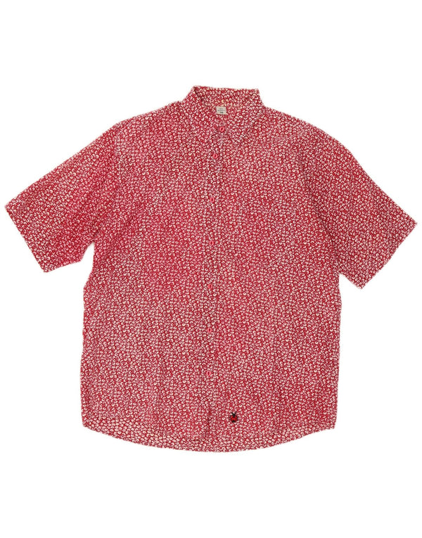 Vintage mujer manga corta camisa tamaño 38 medio rojo floral algodón
