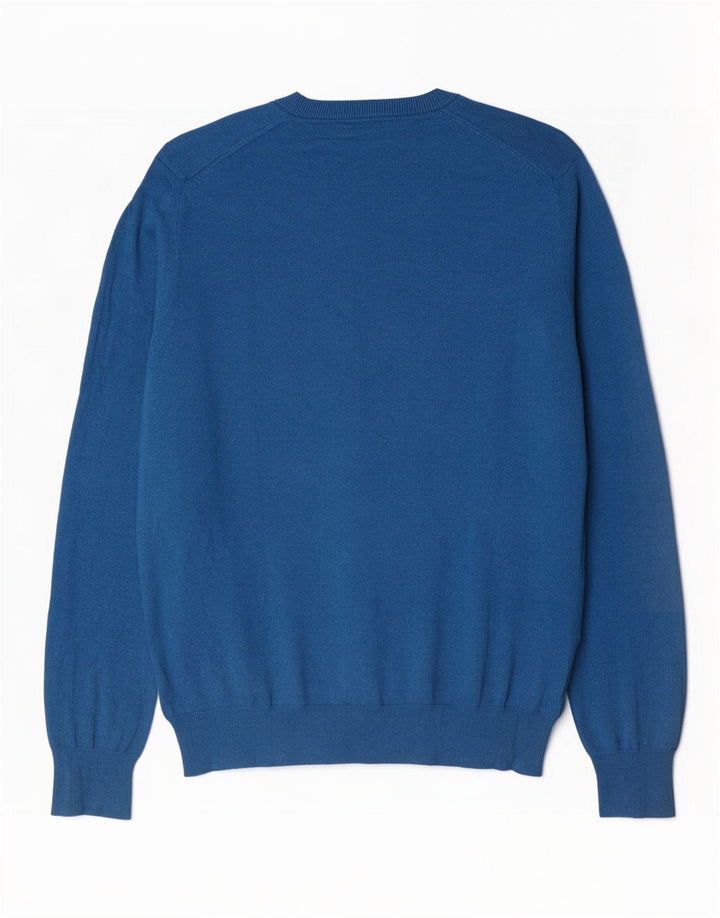 Marks & Spencer Jersey con cuello en V para hombre, talla grande, algodón azul