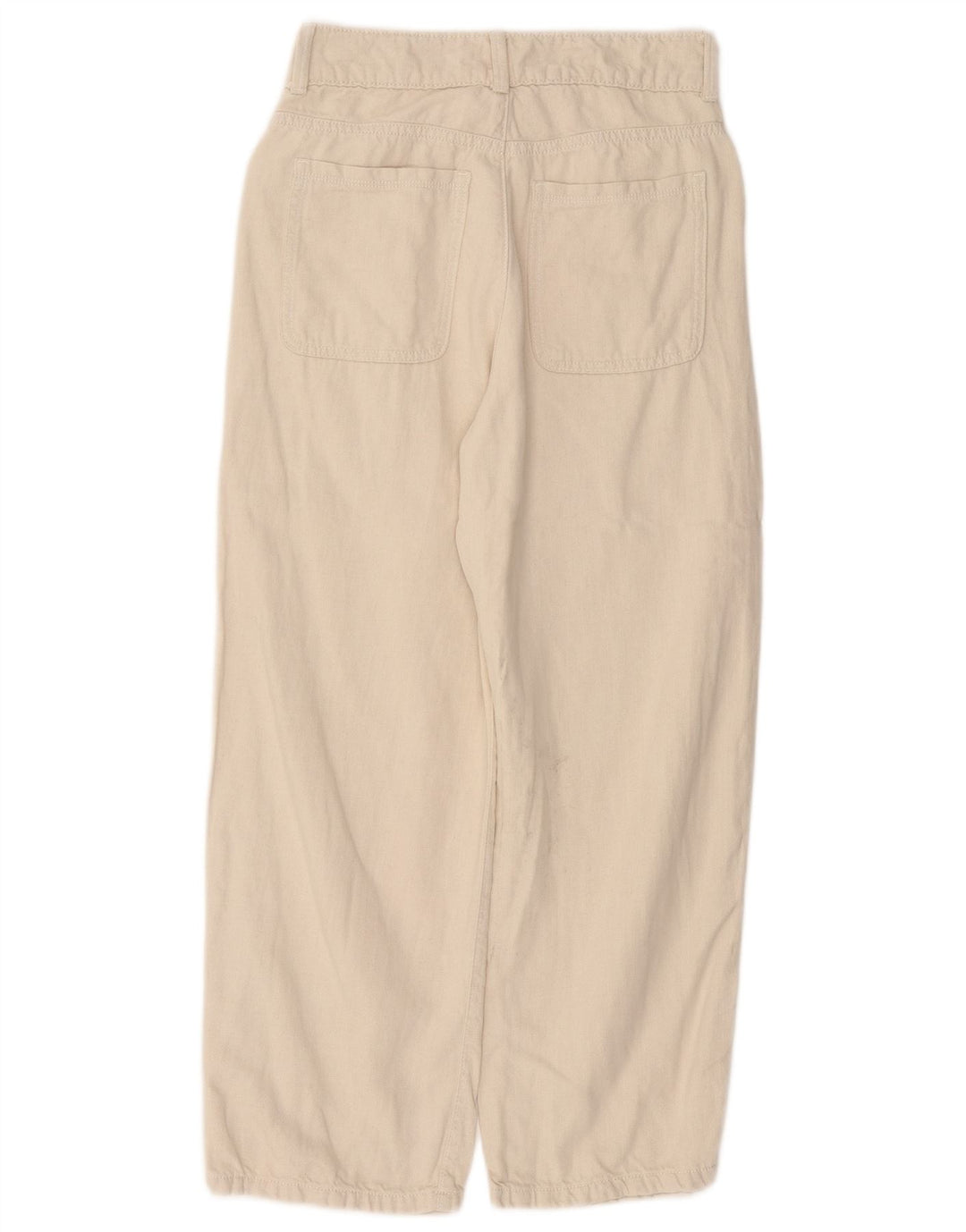 ZARA Mujer Pantalones Cropped De Talle Alto Y Corte Holgado EU 36 XS W26 L25 Beige