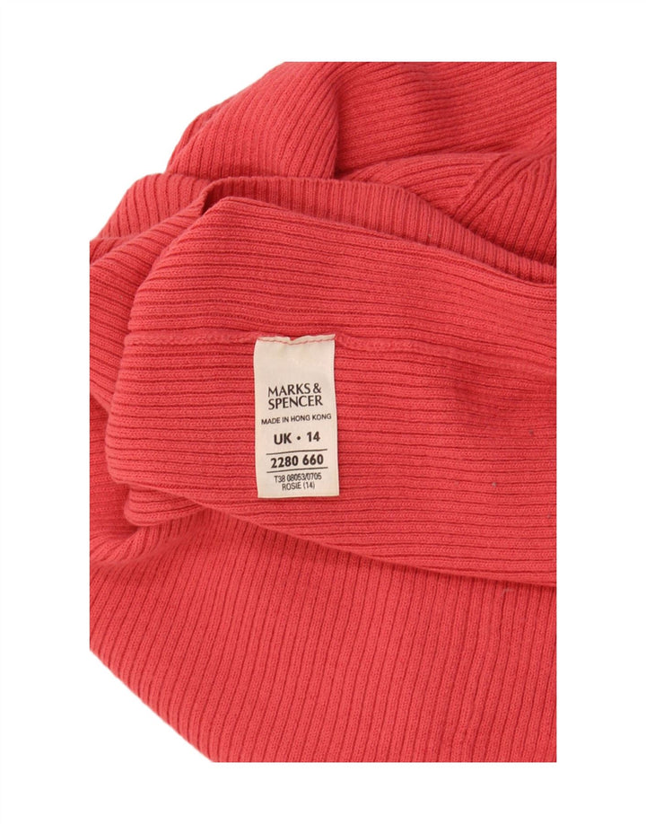 Marks & Spencer Jersey corto con cuello vuelto para mujer, talla 44, talla M, color rojo