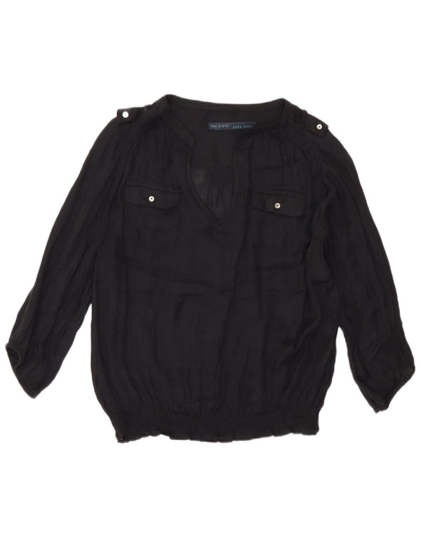 Zara Blusa Militar De Manga 3/4 para Mujer UK 40 Medium Black