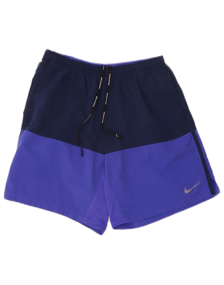 Pantalón corto deportivo Nike para hombre Poliéster color block azul marino mediano