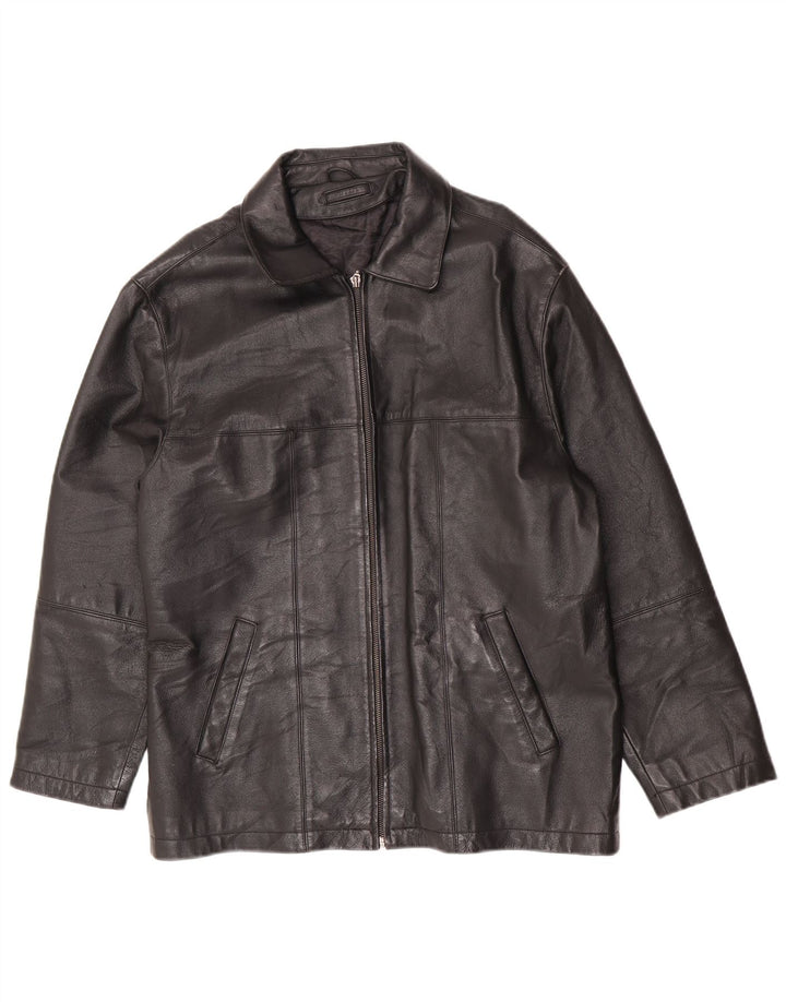 Angelo Litrico Chaqueta de cuero para hombre UK 36 Small Cuero negro