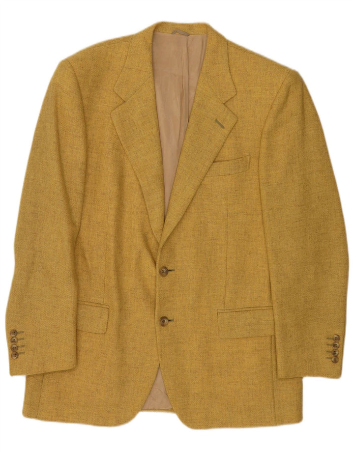 Vintage hombres 2 botones Blazer chaqueta IT 52 XL lana amarilla