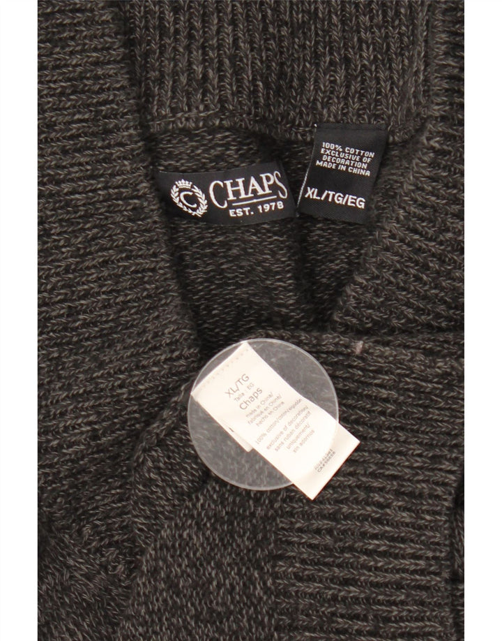 CHAPS Suéter tipo cárdigan para hombre XL Algodón moteado gris