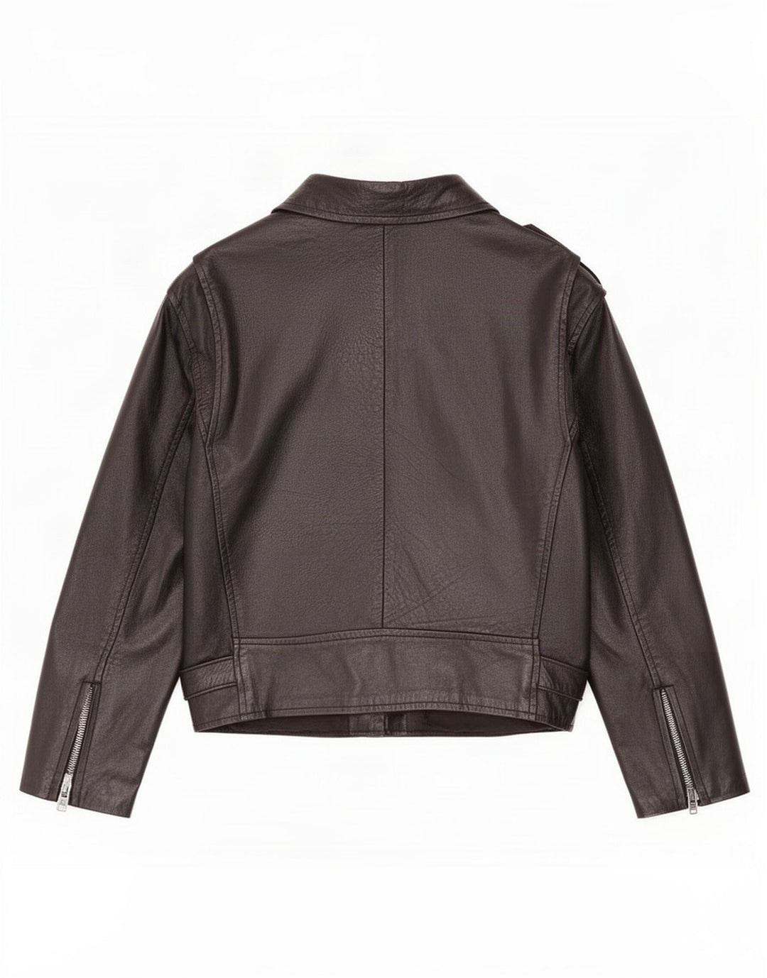 Vintage mujer cuero biker chaqueta Reino Unido 12 Medio Negro