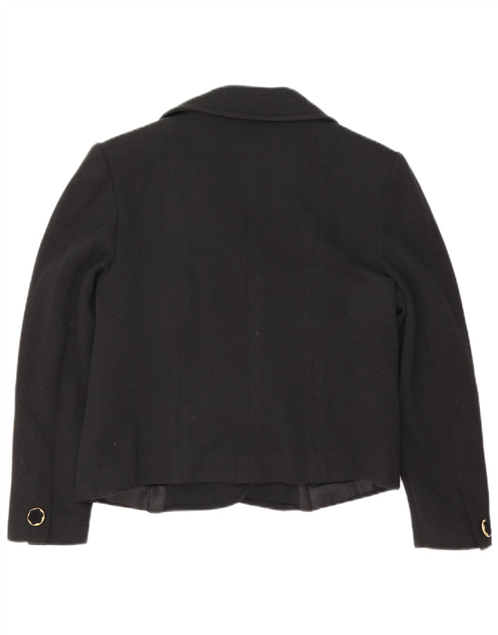 Pierre Cardin Chaqueta Blazer de 4 Botones para Mujer IT 46 Grande Lana Negra