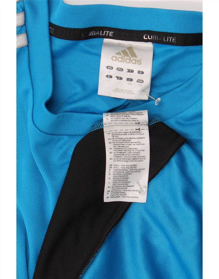 Adidas Hombre Climalite Camiseta Top Grande Azul Colorblock Poliéster