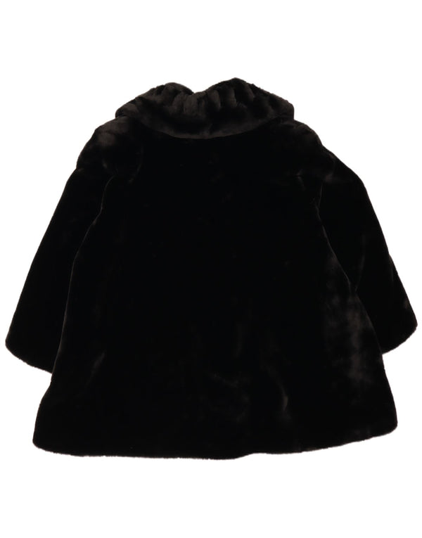 Vintage mujer piel sintética abrigo de gran tamaño Reino Unido 18 XL poliéster negro