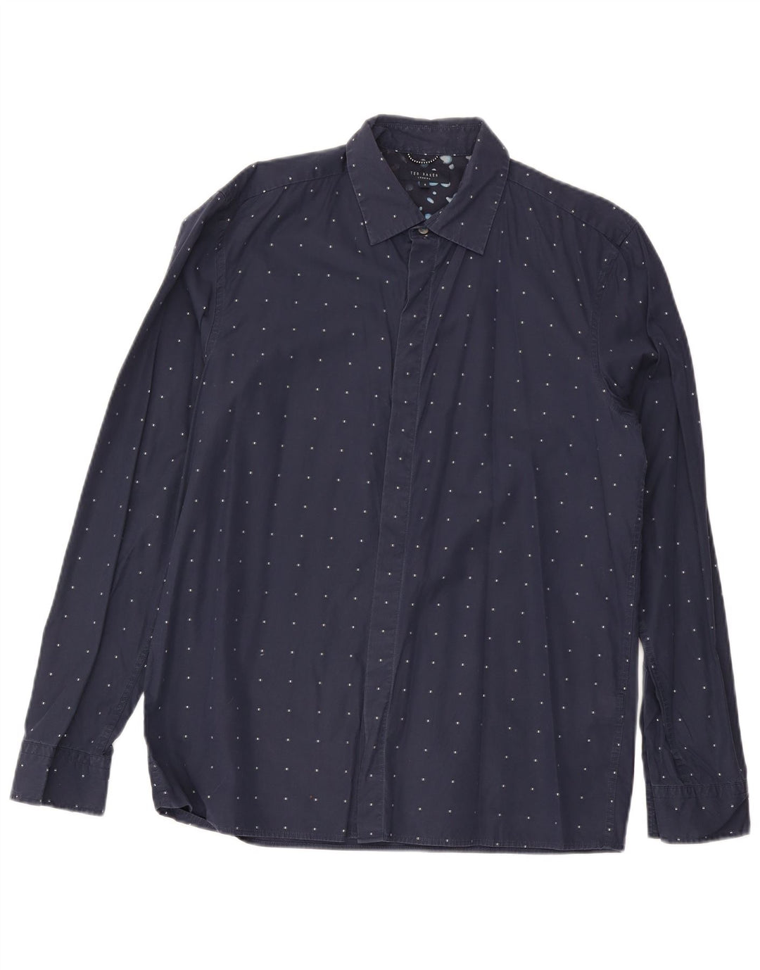 Ted Baker Camisa para hombre Talla 4 Grande Algodón con manchas azul marino