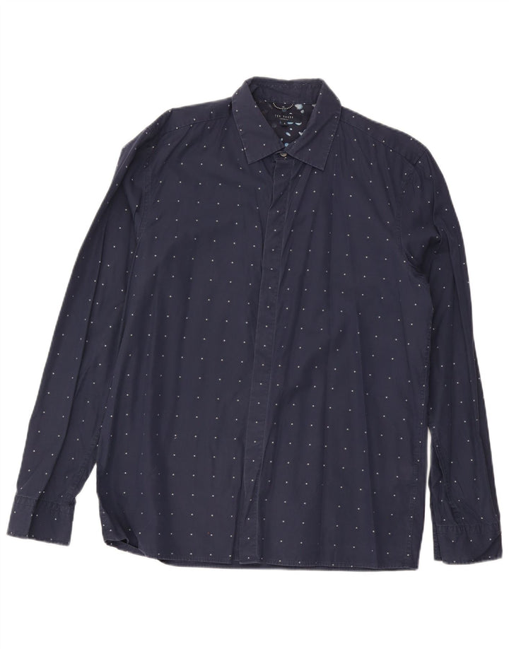 Ted Baker Camisa para hombre Talla 4 Grande Algodón con manchas azul marino