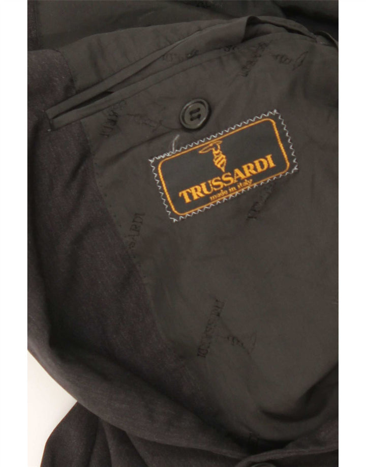 Trussardi Chaqueta Blazer De 2 Botones Para Hombre IT 48 Mediana De Lana Virgen Negra