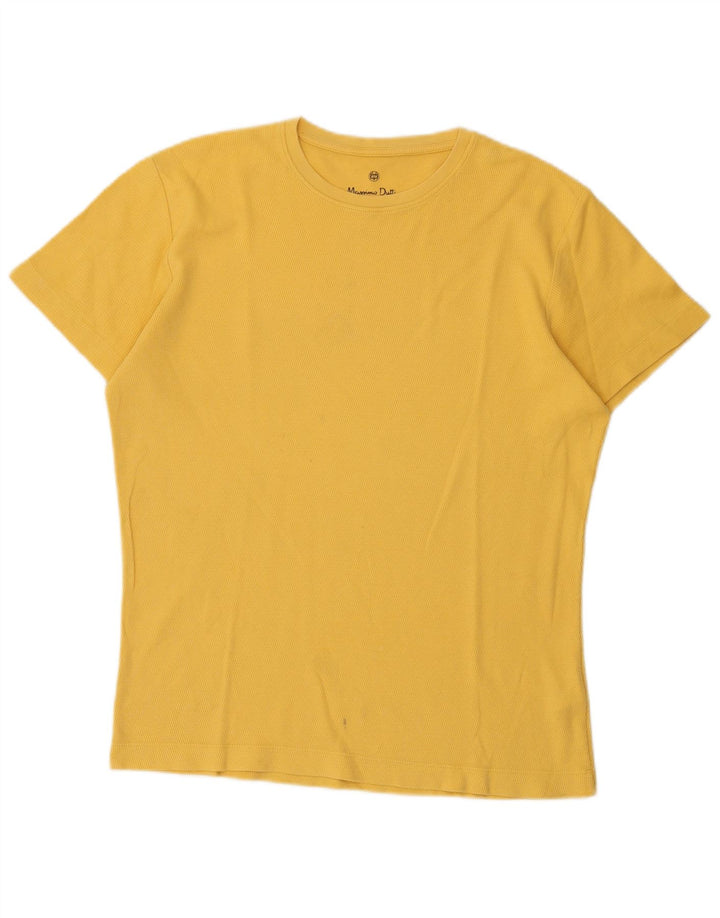 Massimo Dutti Hombre Regular Fit Camiseta Top Algodón Amarillo Medio