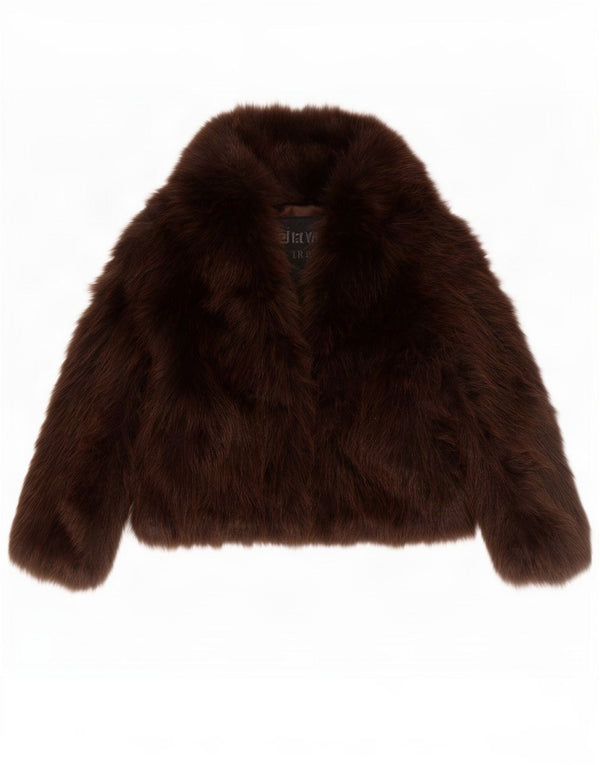 Zara Mujer Chaqueta Extragrande De Piel Sintética UK 44 Poliéster Marrón Medio