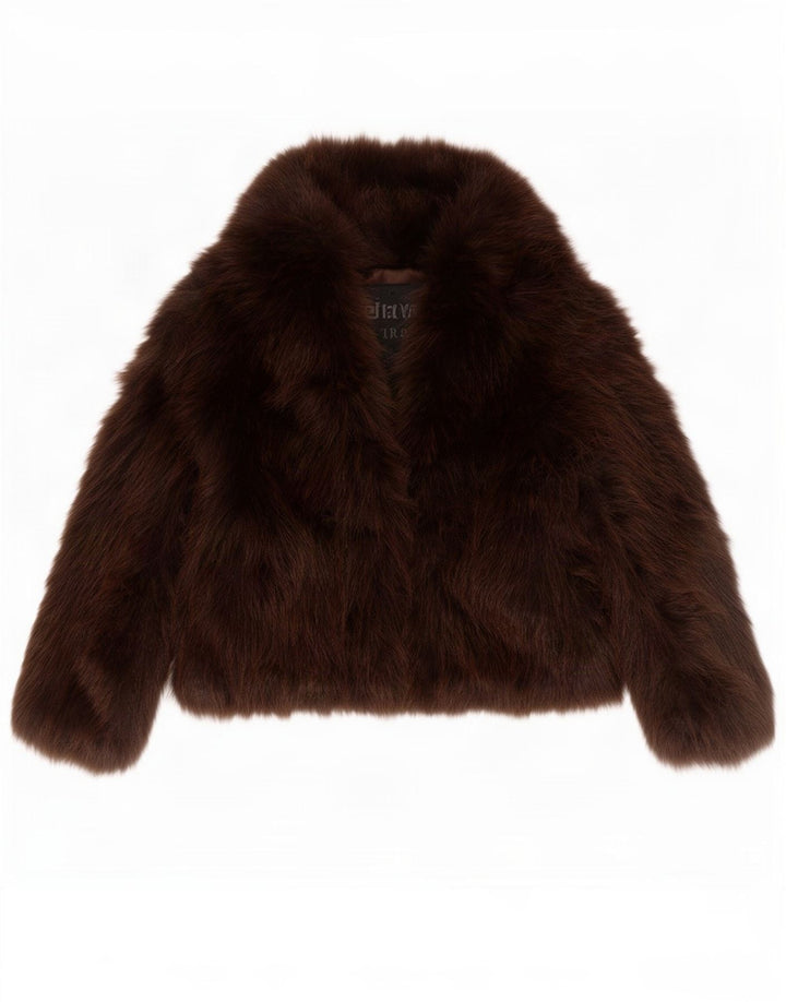 Zara Mujer Chaqueta Extragrande De Piel Sintética UK 44 Poliéster Marrón Medio