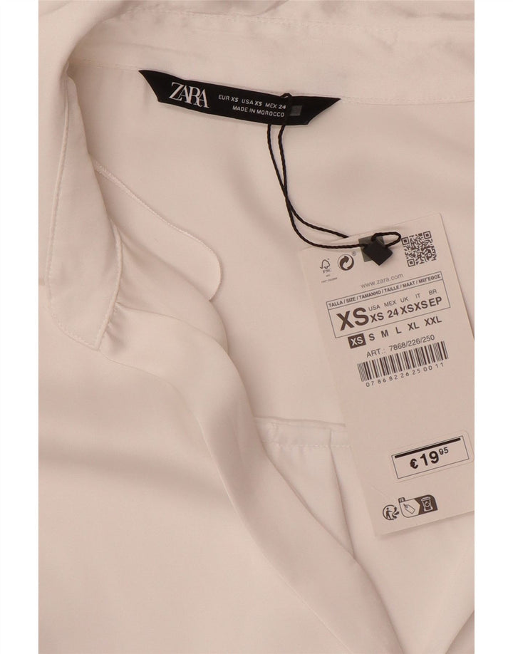 ZARA Mujer Camisa Oversize UK 6 XS Blanco Poliéster