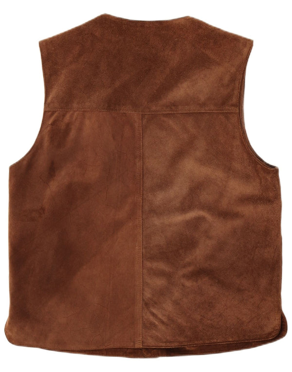 Chaleco de ante vintage para hombre IT 50 cuero marrón grande