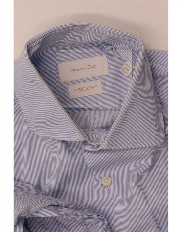 Camisa Massimo Dutti Hombre Talla 39 15 1/2 Media Raya Azul