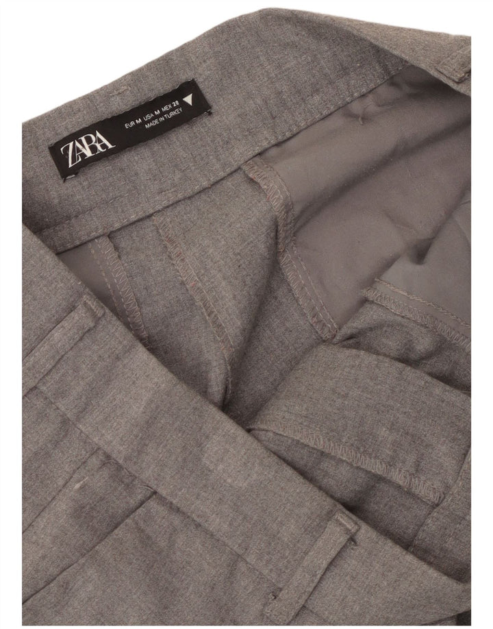 Zara Mujer Pantalón Chino De Pierna Ancha Mediano W30 L30 Gris
