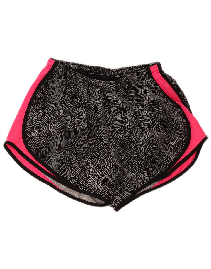 NIKE Pantalones cortos deportivos Dri Fit para mujer UK 40 Grande Negro Colorblock Poliéster