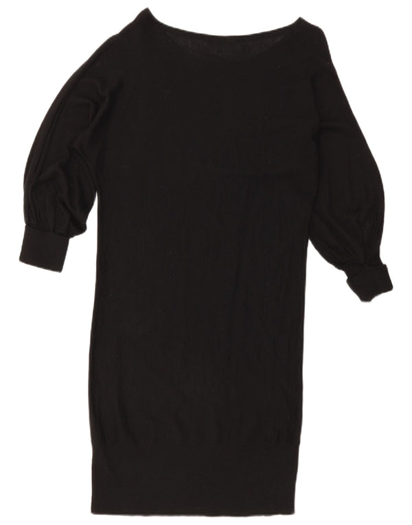 Massimo Dutti Vestido Jersey de Manga Larga para Mujer UK 40 Small Lana Negra