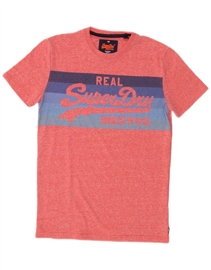 Superdry Camiseta con gráfico gráfico para hombre, talla pequeña, poliéster moteado en rosa