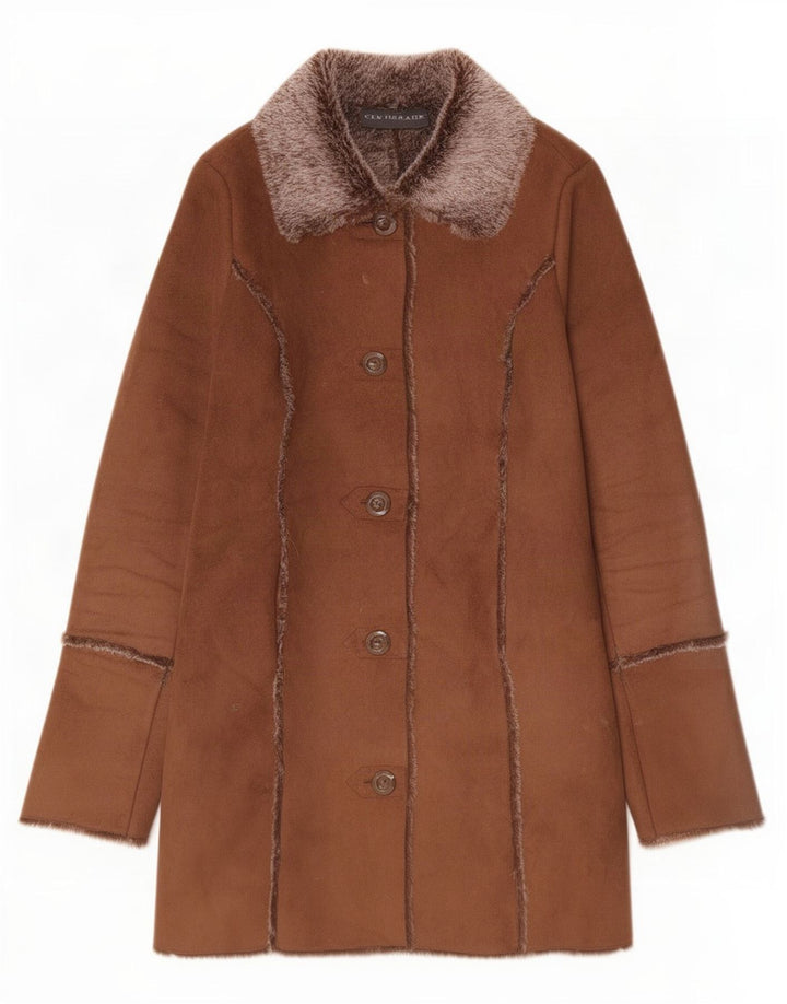 Centigrade Abrigo Sherpa extragrande para mujer UK 10 Small Marrón Poliéster