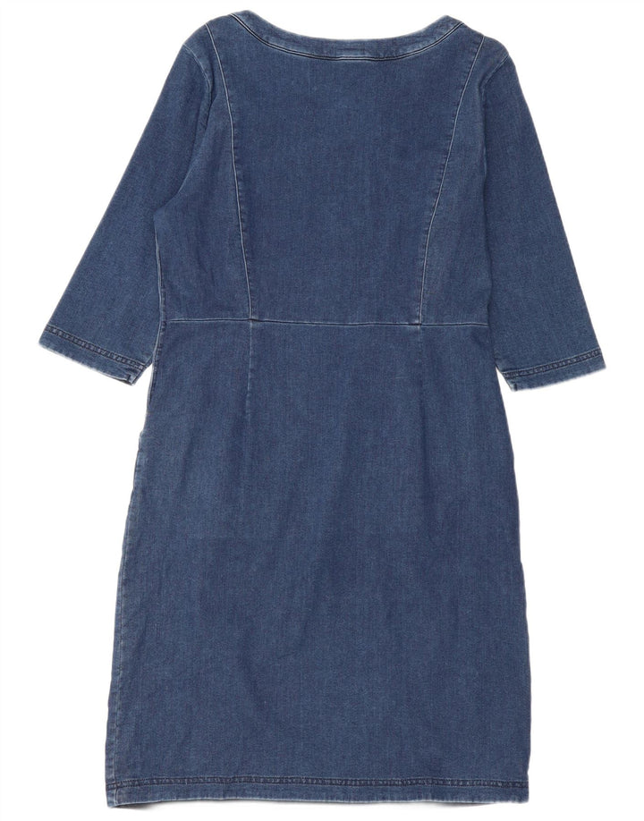 Laura Ashley Vestido básico de manga 3/4 para mujer UK 44 Algodón azul grande