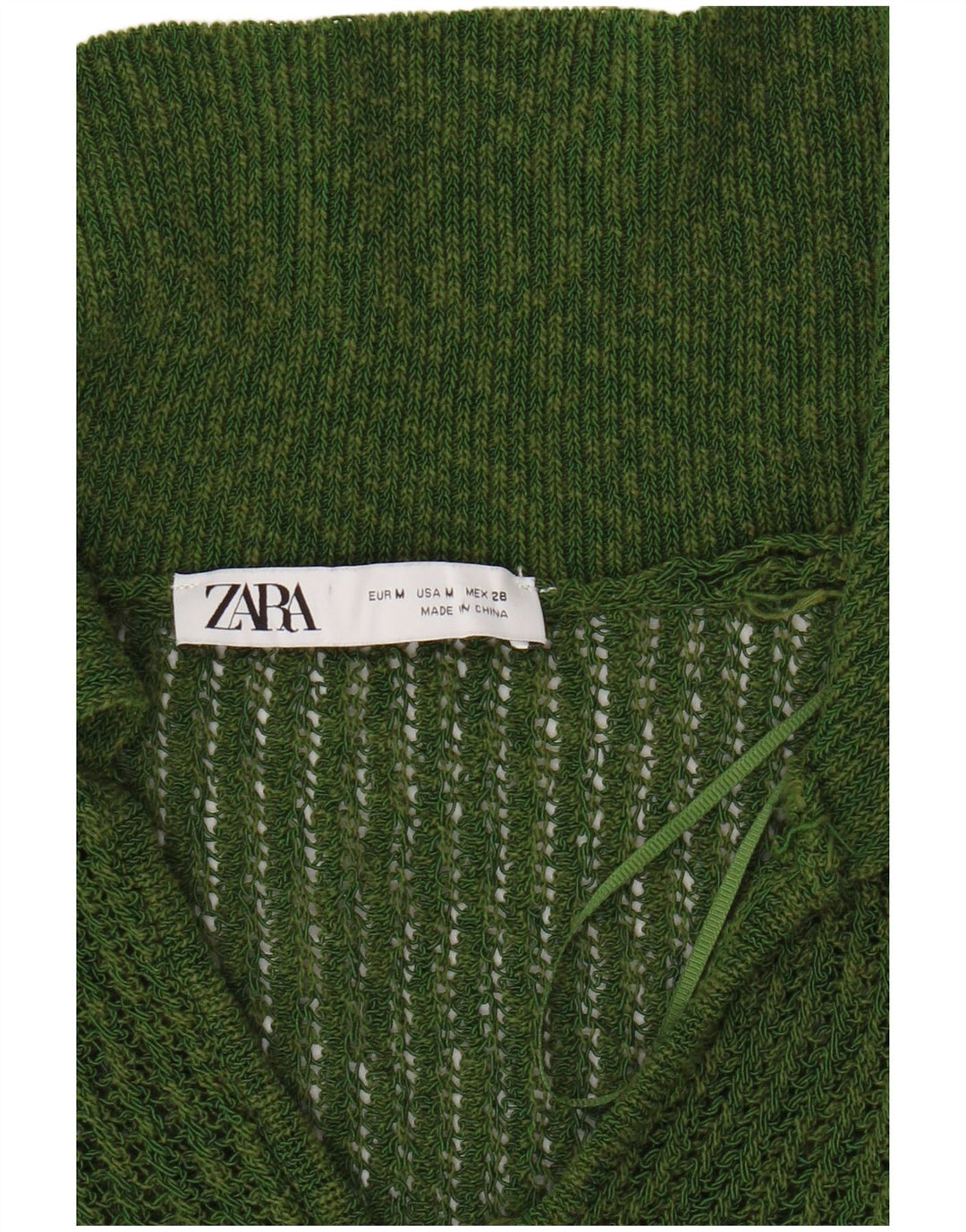 Zara Suéter tipo jersey con cuello tipo polo para mujer, UK 44, color verde medio