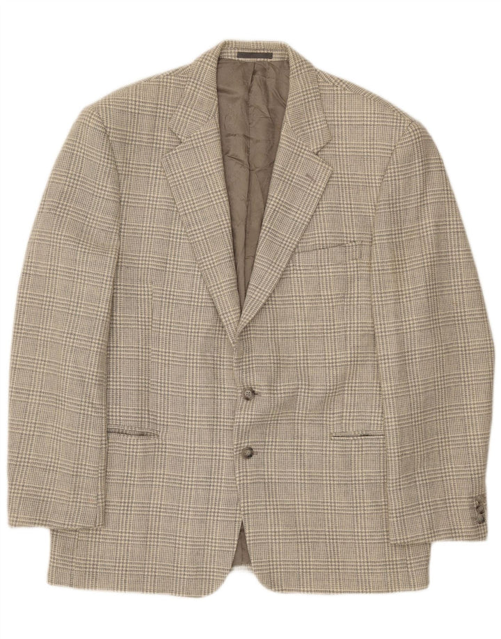 Vintage hombres 2 botones Blazer chaqueta Reino Unido 40 grande gris Houndstooth