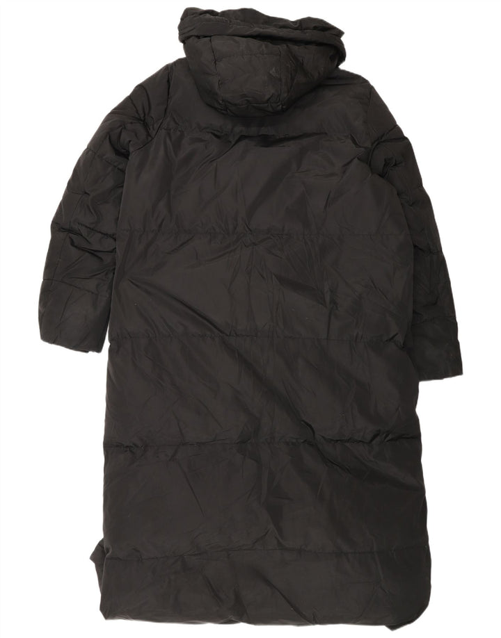 Zara Mujer Abrigo Acolchado Con Capucha UK 46 Grande Poliéster Negro