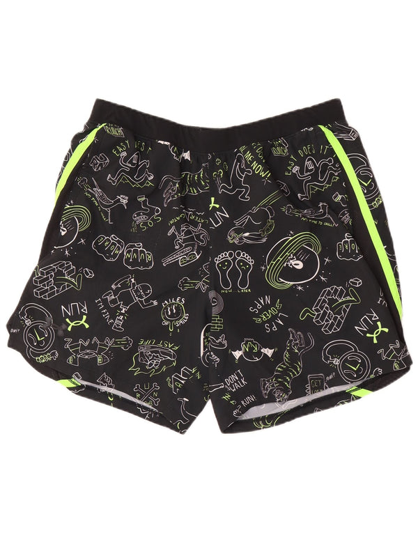 Under Armour Heat Gear - Pantalones cortos deportivos con estampado abstracto para hombre, talla XL, color negro
