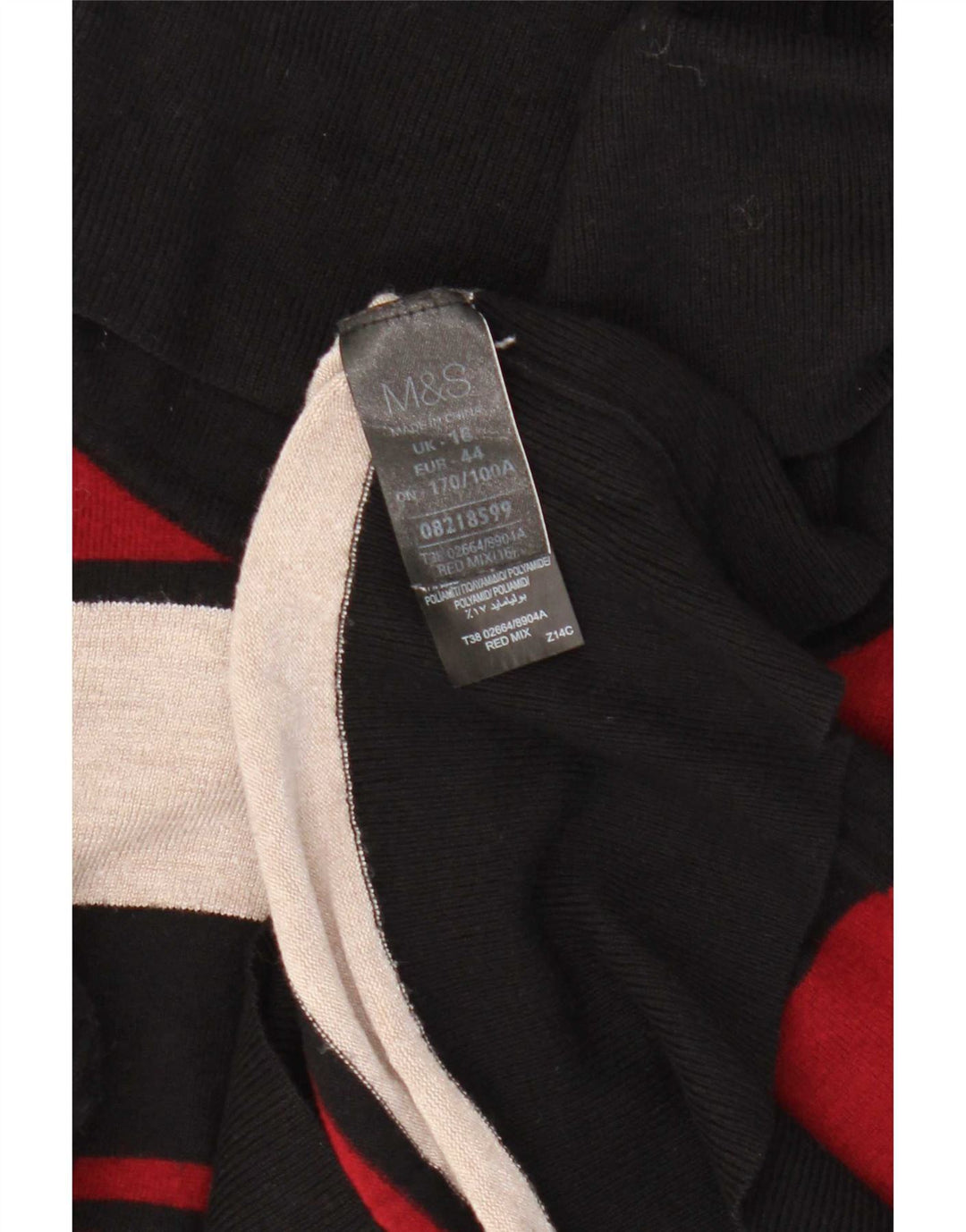 Marks & Spencer - Jersey con cuello vuelto para mujer, talla 40, talla grande, color rojo a rayas
