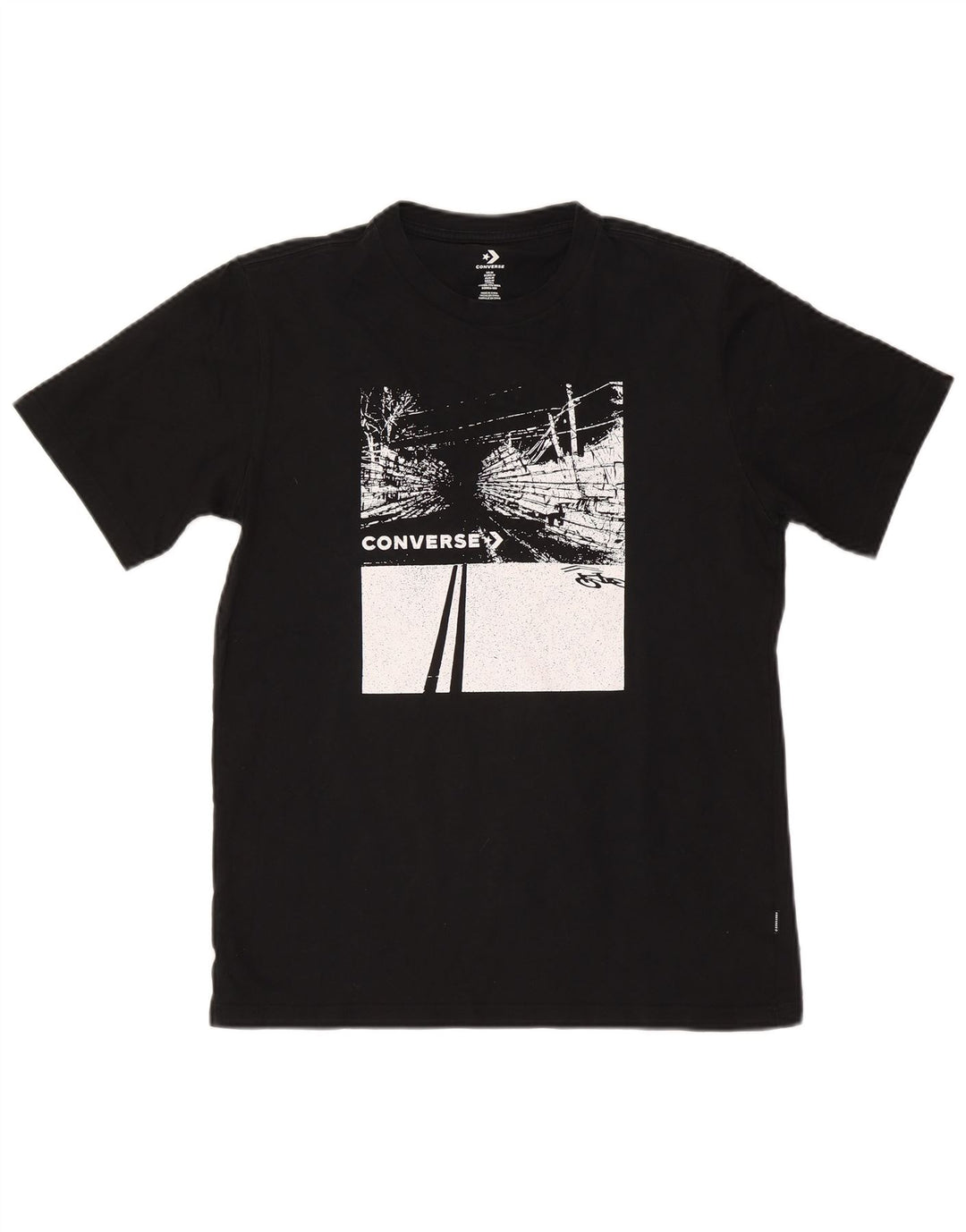 Converse - Camiseta gráfica para hombre, parte superior mediana de algodón negro
