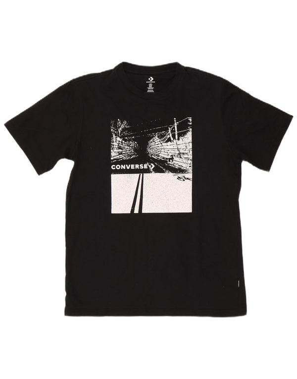 Converse - Camiseta gráfica para hombre, parte superior mediana de algodón negro