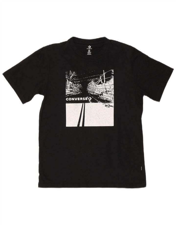 Converse - Camiseta gráfica para hombre, parte superior mediana de algodón negro
