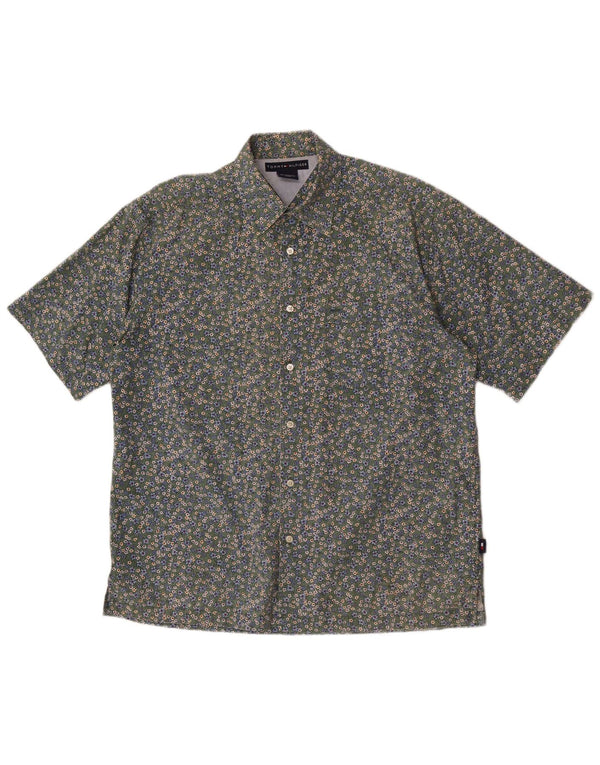 Tommy Hilfiger Camisa De Manga Corta De Algodón Floral Verde Medio Hombre