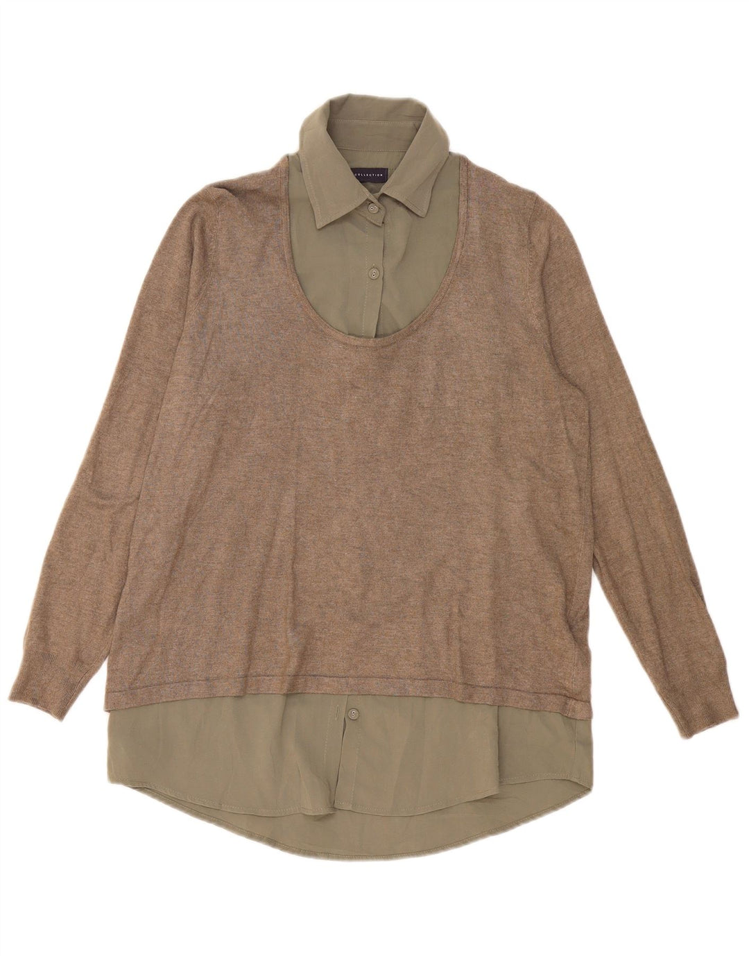 Marks & Spencer Camisa tipo jersey para mujer UK 44 Large Viscosa caqui